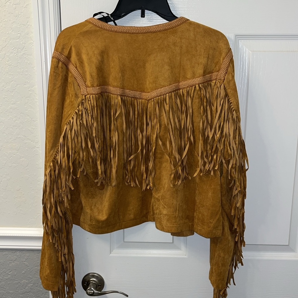 Miss Me Western Fringe Faux Suede Jacket Brown Large NWT - Picture 4 of 11